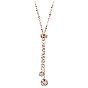 Růžově pozlacený ocelový náhrdelník s krystaly