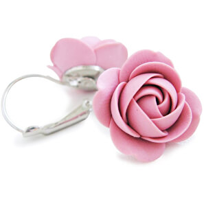 Starorůžové visací náušnice kytičky