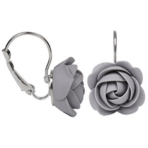Šedé visací náušnice kytičky