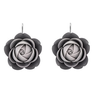 Šedé visací náušnice ve tvaru kytiček Seul