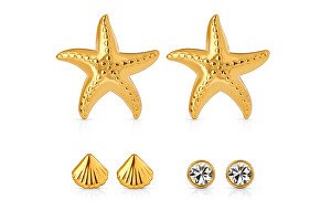 Slušivá sada pozlacených náušnic (3 páry) VJDEW2410003