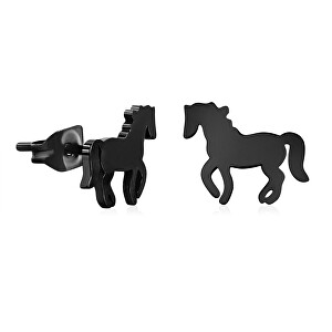 Slušivé černé náušnice Kůň