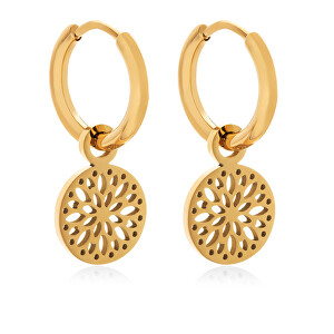 Slušivé pozlacené náušnice kruhy 2v1 VABRAE019G