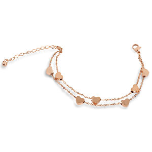 Srdíčkový náramek z růžově pozlacené oceli