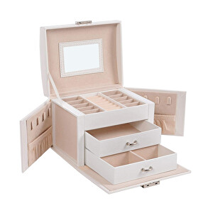 Bílá šperkovnice se zrcátkem