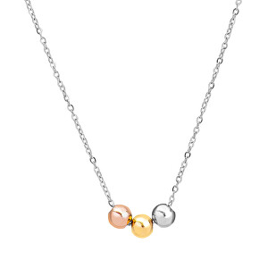 Stylový ocelový náhrdelník s tricolor korálky VESN0667S