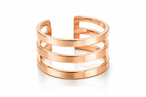 Stylový trojitý prsten z růžově pozlacené oceli
