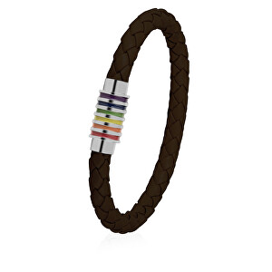 Tmavě hnědý kožený náramek s magnetickou sponou