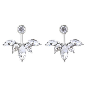 Třpytivé ocelové náušnice s krystaly 2v1