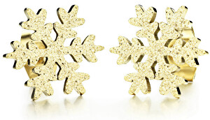 Třpytivé pozlacené náušnice Sněhová vločka KE-013