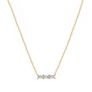 Třpytivý pozlacený náhrdelník se zirkony VAAJDN21166G-WT