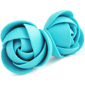 Tyrkysové náušnice puzetky menší kytičky