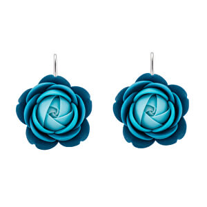 Tyrkysovo-modré visací náušnice ve tvaru kytiček Deep Ocean