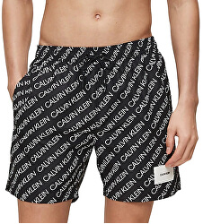 Șorturi de baie pentru bărbați cordon mediu-Print logo Repeat Black