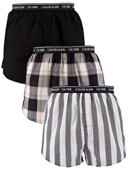 3 PACK - boxer da uomo CK One Level Stripe/ Black/ Field Plaid