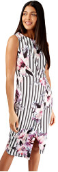 Női ruha Floral and Striped Wrap Pencil Dress Ivory