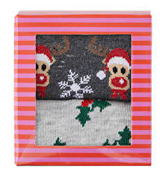 2 PACK - Damen Socken PCRAHMA WEIHNACHTSSOCKE BOX 17108872 Hellgrau Melange