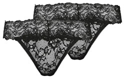 Set di perizoma da donna PCISILLE LACE THONG 2 PACK Black