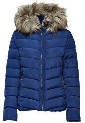 Dámska bunda ONLNEW ELLAN Quilted FUR HOOD JACKET OTW Blue print