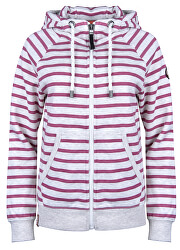 Frauen Sweatshirt mit Kapuze Randi Highneck Zip Hood SWT Oatmeal Rose Wine