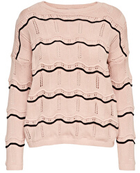 Damen Pullover Cactus L / S Stripe Pullover Knt Rose Smoke Black Stripe W.