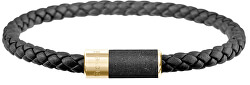 Schwarzes Lederarmband mit Unity Gold / Anthrazit GJBUYGA141BL