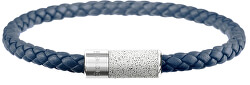 Navy kék bőr karkötő beton díszítéssel Unity Steel / Grey GJBUSLG141NB