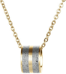 Stahl Anhänger Halskette mit feiner Kette Gold / Grau Fusion GJPWYGG101CCH