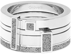 Set mit vier Ringen aus Quadriumstahl Beton / grau GJRWSSG124