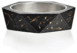 Stylový betonový prsten Cubist Fragments Edition měděná/antracitová GJRUFCA005