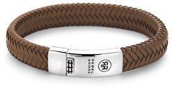 Pánský kožený náramek Braided Oval - Handsome In Khaki RR-L0041-S