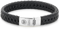 Brățară din piele pentru bărbați Twist ed FlatNegru RR-L0090-S