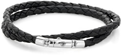 Pánský kožený náramek Twisted Round Black RR-L0094-S